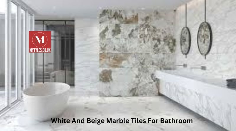 White and Beige Marble Tiles for Bathroom