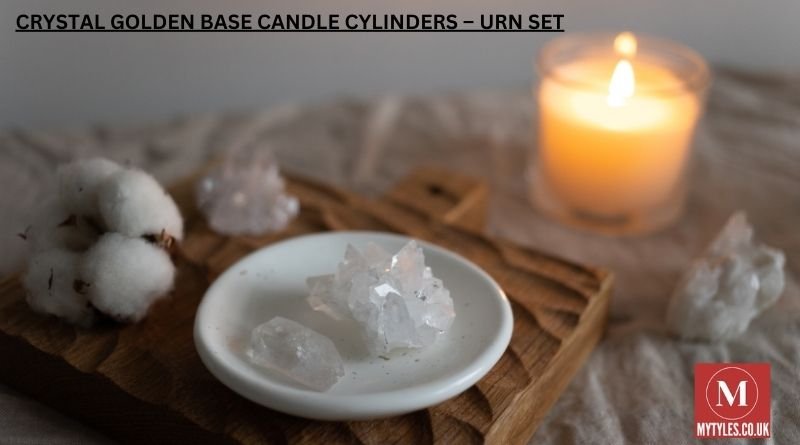 Crystal Golden Base Candle Cylinders – Urn Set